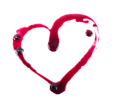 Love red Jam in the form of heart isolated on white backgroundの写真素材