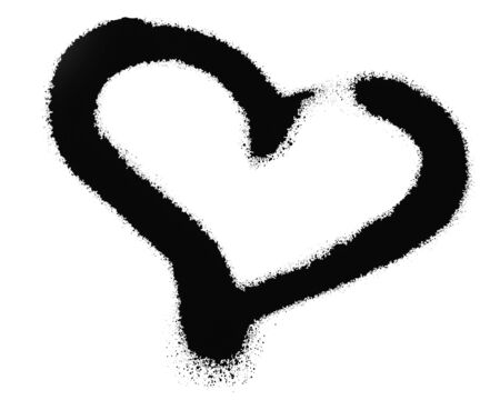 drawn black paint heart isolated on a white background.の写真素材