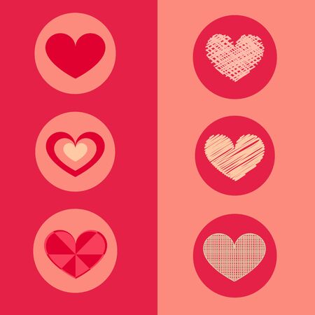 vector heart shape flat  design set , Valentine's Day, love.のイラスト素材
