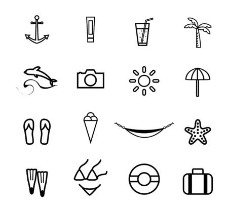 Travel and vacation Icons set . Vector Illustration.のイラスト素材