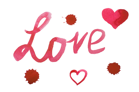 Handwritten Love. Valentines Day Card Love Calligraphy. Hand Painted. Hand script.の写真素材