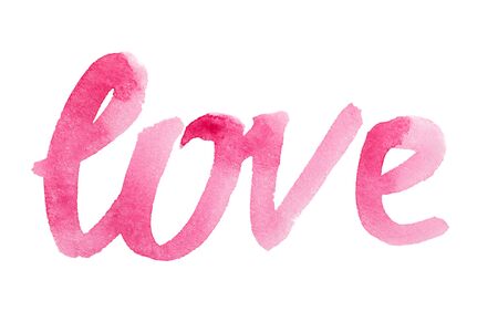 Handwritten Love. Valentines Day Card Love Calligraphy. Hand Painted. Hand script.の写真素材