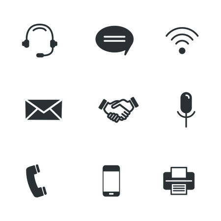 Mobile contact, communication line vector set iconsのイラスト素材