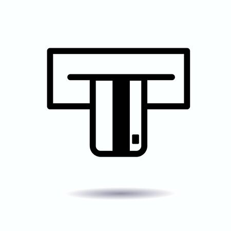 Linear Icon to pay by credit card at an ATM, Vector.のイラスト素材
