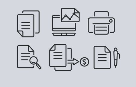 Set of office and business linear icons. Vector illustration.のイラスト素材