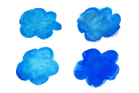 Painted in watercolor clouds isolated on white background.の写真素材
