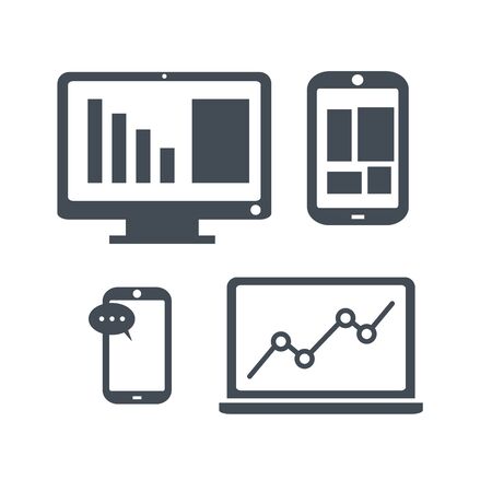Device Icons, concept of business. Smartphone, tablet, laptop and computer.のイラスト素材