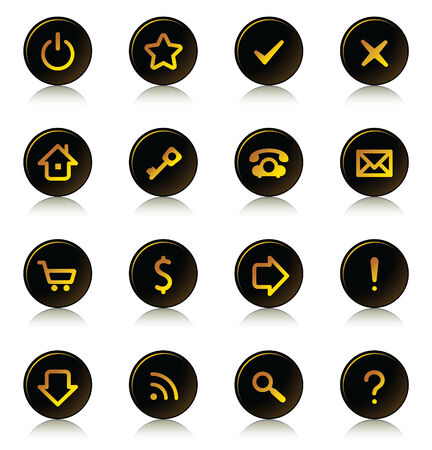 Web buttons set - ring dark buttons, gold signsのイラスト素材