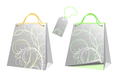 Shopping bags with floral decorationsのイラスト素材