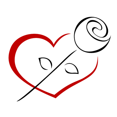 Rose on the heartのイラスト素材