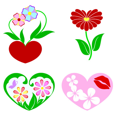 Icons with flowersのイラスト素材