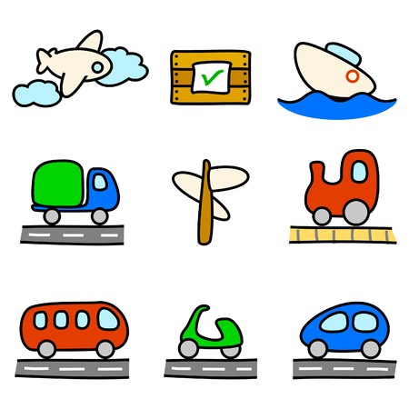 Transportation icons (color variation)のイラスト素材