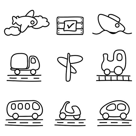 Transportation icons (black and white variation)のイラスト素材