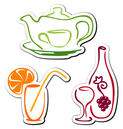 Stylized drink iconsのイラスト素材