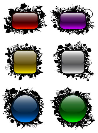 Glassy buttons in floral framesのイラスト素材
