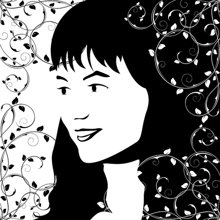 Face of a young girl with floral decorationのイラスト素材