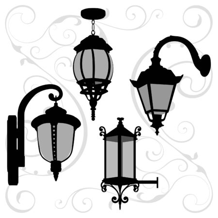 Lanterns set Vector illustration.のイラスト素材