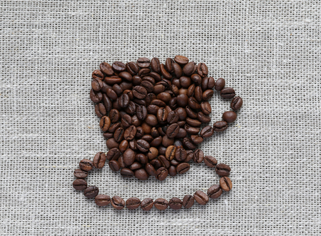 pattern Cup and saucer lined with beans roasted coffeeの写真素材