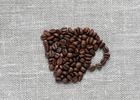 pattern Cup and saucer lined with beans roasted coffeeの写真素材