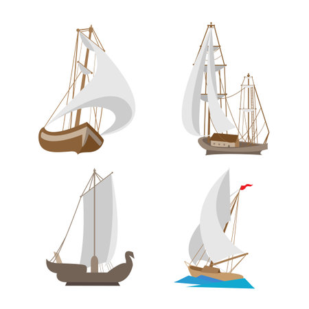 miniature toy travel shipsのイラスト素材