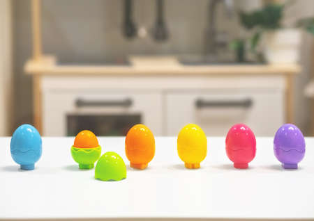educational game for kids, colorful eggsの写真素材