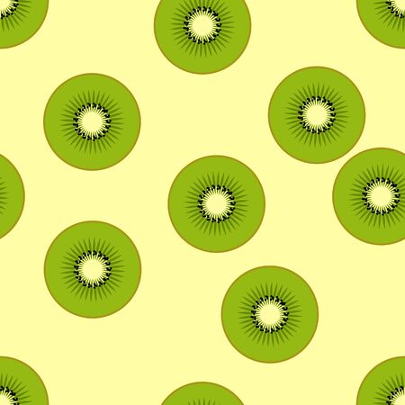 Vector illustration of kiwi, fruits on background. Seamless pattern with clipping mask, EPS10.のイラスト素材