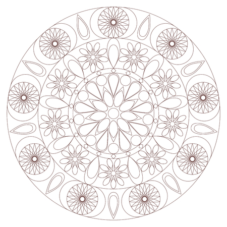 Mandala geometric pattern. Abstract round shape. Coloring book pageの写真素材