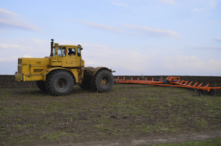 agricultural car in the fieldの写真素材