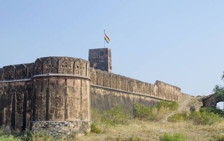 Architectural construction a fort Djaygarh in Jaipur Indiaの写真素材