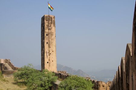 Architectural construction a fort Djaygarh in Jaipur Indiaの写真素材