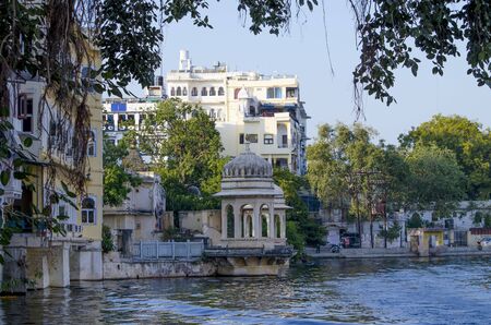 Beautiful landscape of the city on water in India Udaipurの写真素材