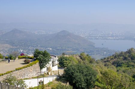 Landscape from above in India the city of Udaipurの写真素材