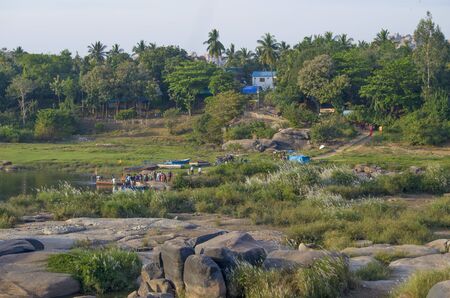 beautiful landscape of the ancient city of Hampi in Indiaの写真素材