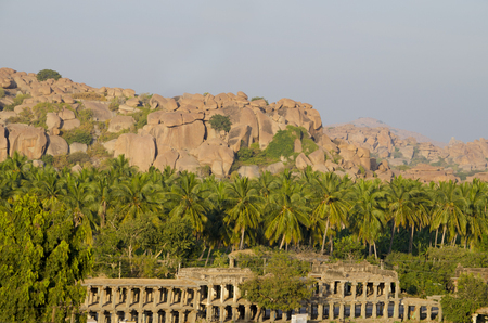 architecture ancient the city of Hampi in Indiaの写真素材