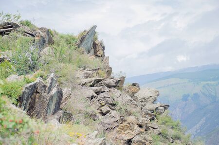 Beautiful landscape high stone mountains Altai Russia