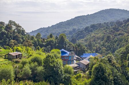 House landscape in the Himalayas mountains Nepal