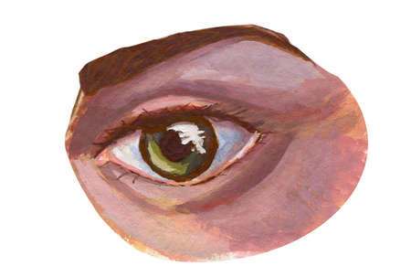 Hand painted gouache eye isolated on the white backgroundの写真素材