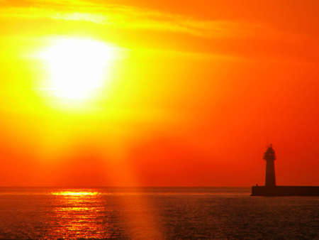 Lighthouse at sunset in south of Russia, Sochiの写真素材