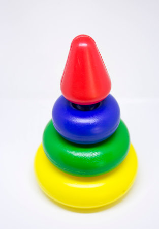 Colored plastic pyramid toyの写真素材