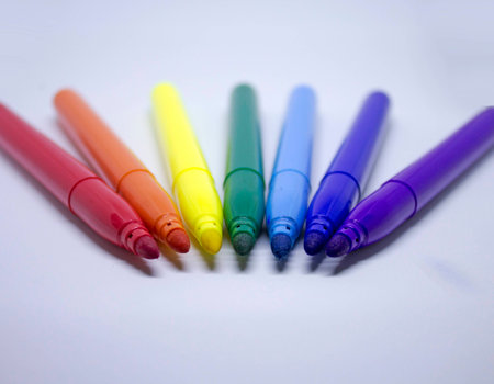 Rainbow markersの写真素材