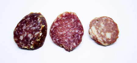 Slices of sausageの写真素材