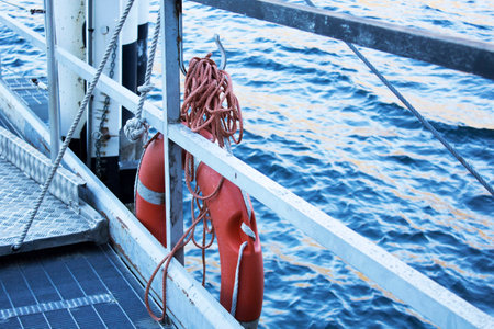 Lifebuoy on pearの写真素材