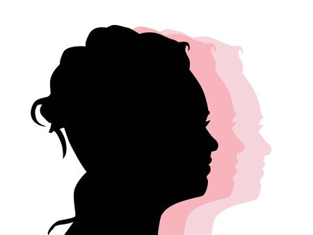 Silhouette of a profile of a girl's faceの写真素材