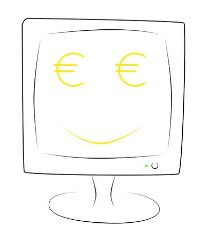 Smiling monitor with eyes - euroの写真素材