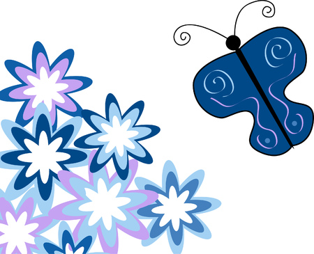 Flowers and butterflyのイラスト素材