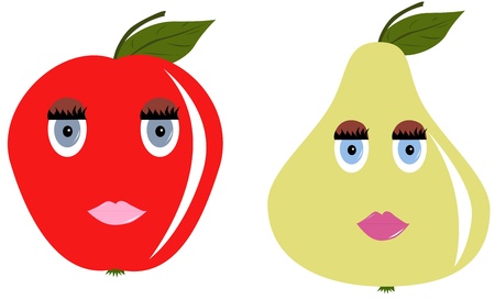 red apple and yellow pearのイラスト素材