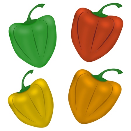 set of a paprika of different colorの写真素材
