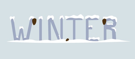 inscription - winter in snow with pine cones,  illustrationのイラスト素材