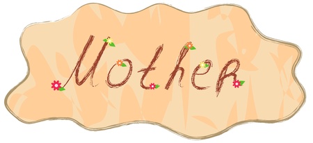 handwritten word - mother with flowers, vector illustrationのイラスト素材