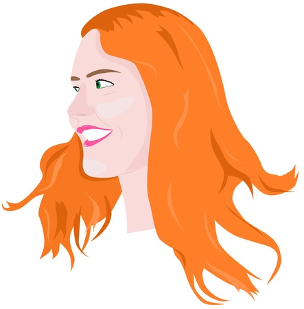 portrait of a smiling red-haired girl, vector illustrationのイラスト素材